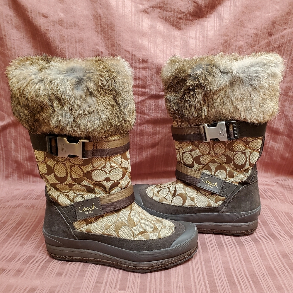 Women's Vintage Brown Coach Mariette Snow Winter Boots Size 6.5